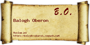 Balogh Oberon névjegykártya
